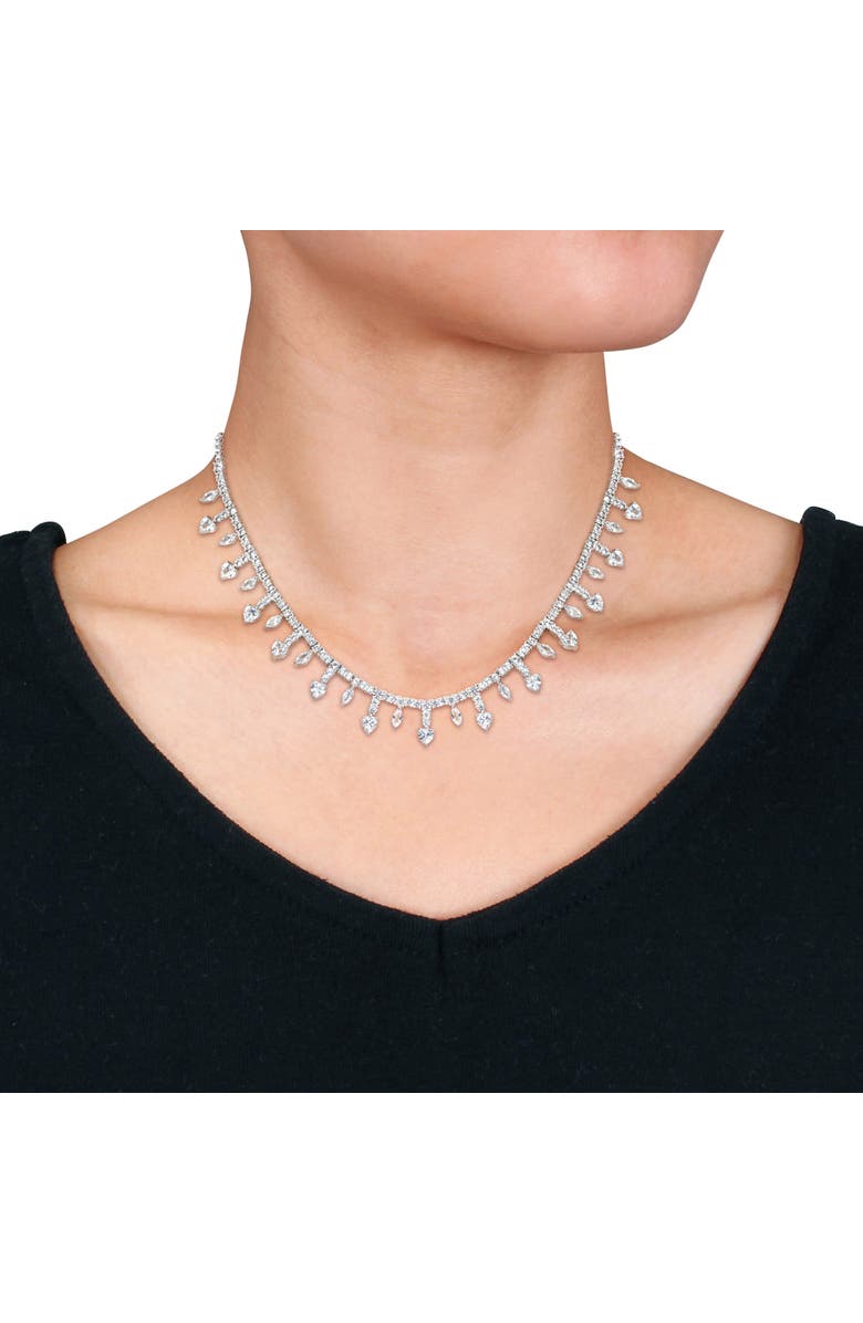 Julianna B. Created White Sapphire Heart Drop Necklace, Alternate, color, Sterling Silver