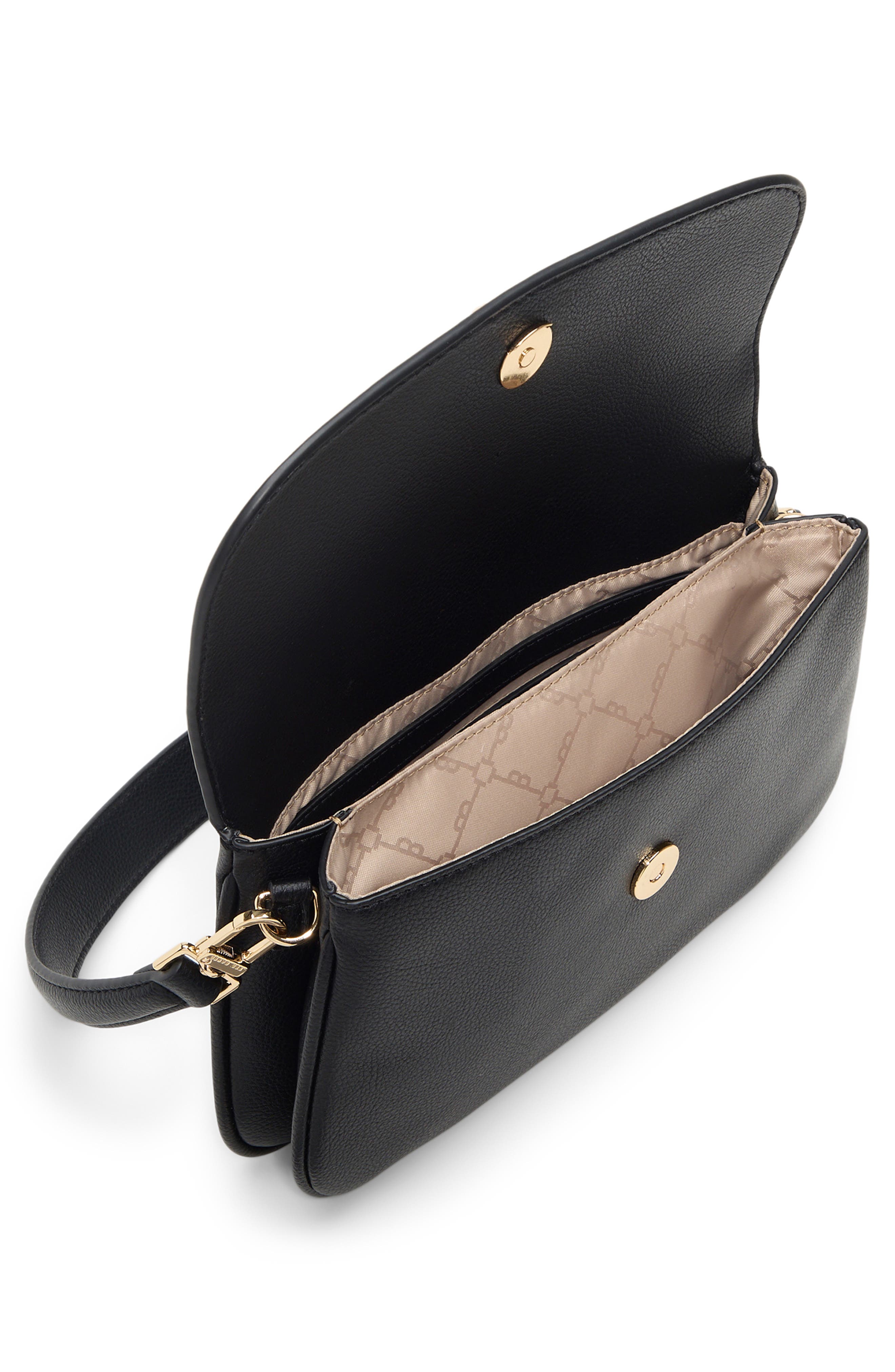 Estelle Faux Leather Baguette Bag, Alternate, color, BLACK
