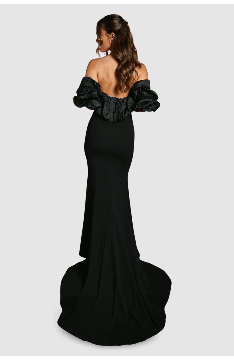 Coast Puff Sleeve Bardot Fishtail Maxi Dress, Alternate, color, Black