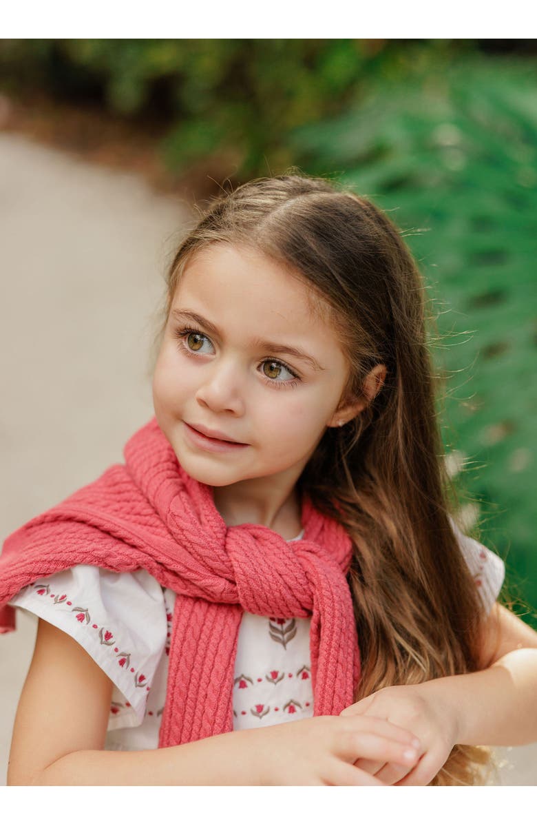 Looms Knits Looms Keepsake Collection - Girls Cable Knit Cardigan, Alternate, color, Berry