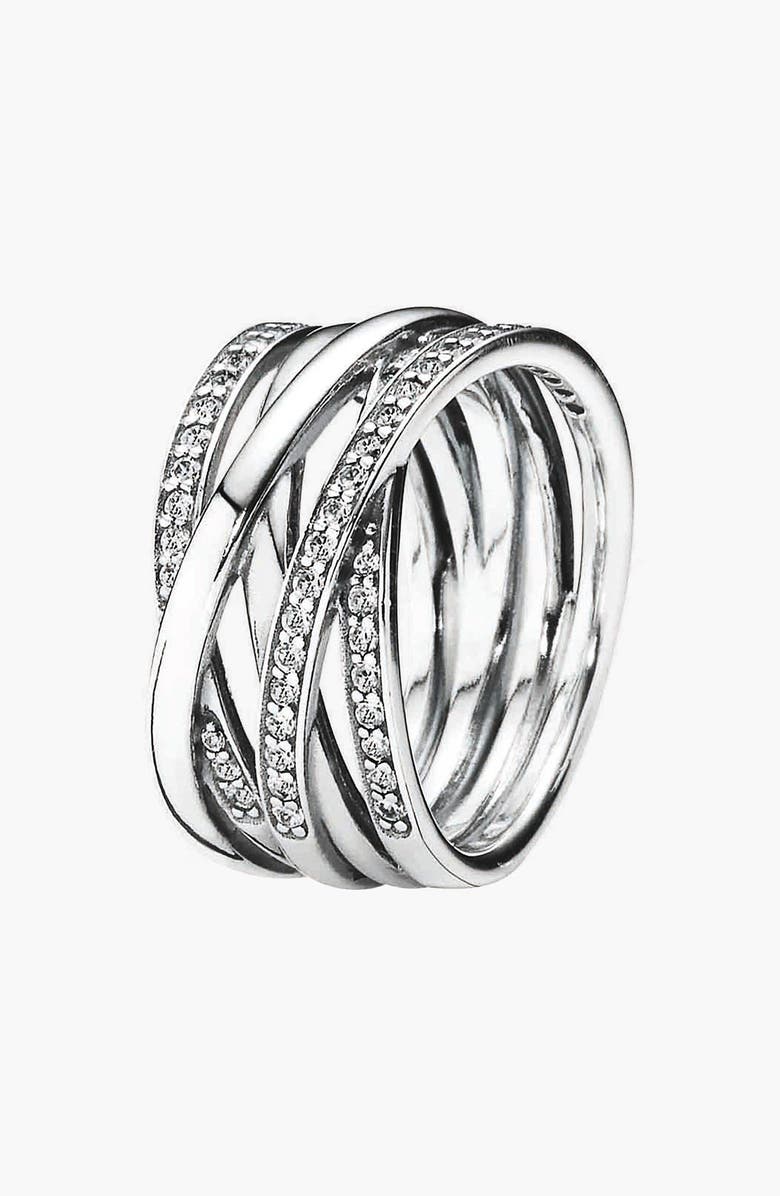 PANDORA 'Entwined' Stack Ring, Main, color, 