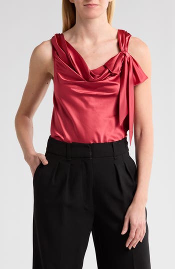 Cinq À Sept Eloise Tie Neck Silk Tank In Sour Cherry