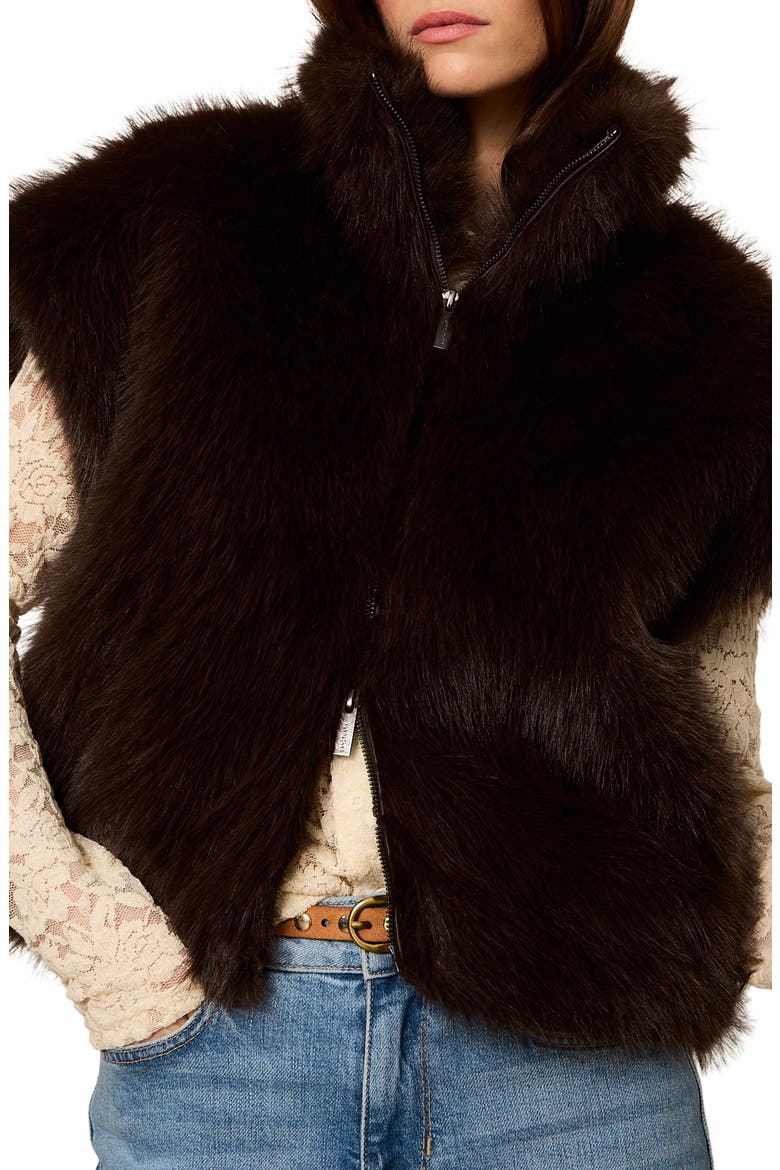 Silky Faux Fur Vest, Alternate, color, ESPRESSO M