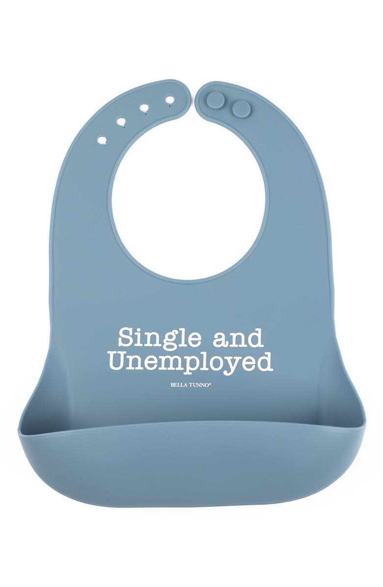 Bella Tunno Single and Unemployed Wonder Bib, Main, color, Blue