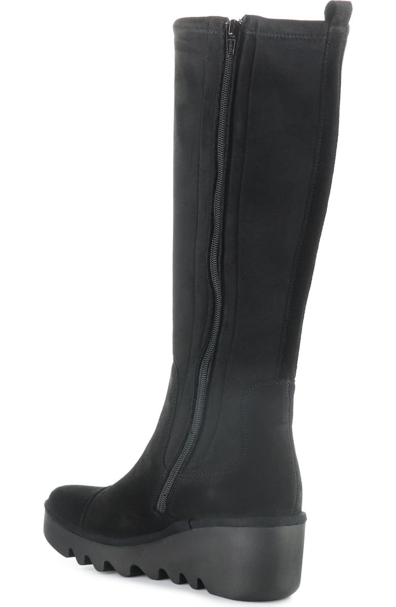 Fly London Budi Knee High Wedge Boot, Alternate, color, Black/ Black