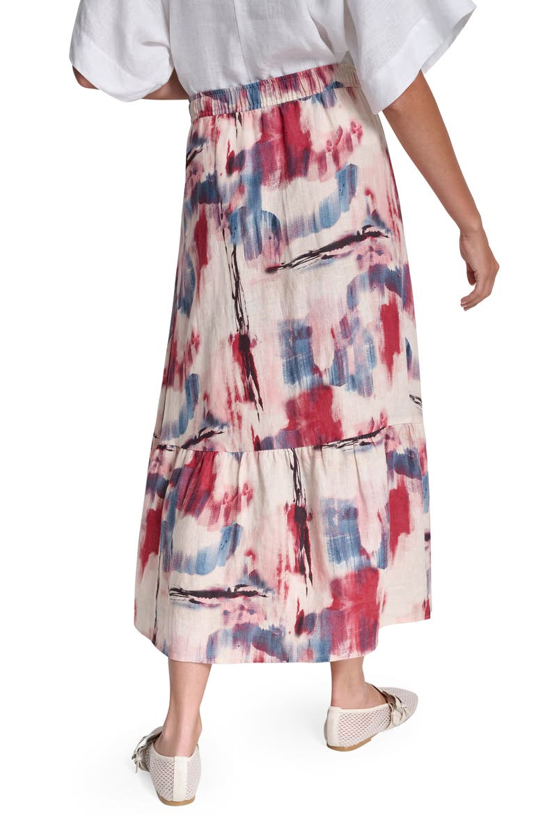 Print Linen Midi Skirt, Alternate, color, URBAN BLOOM