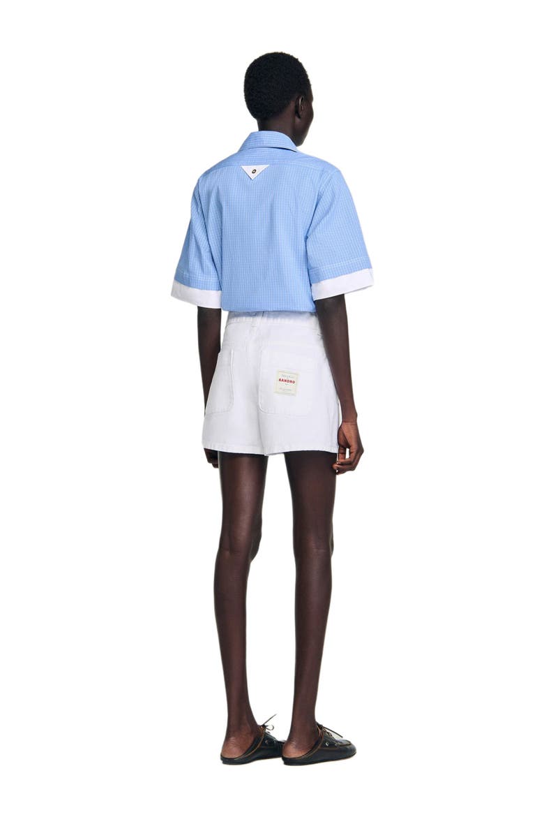 High waist denim shorts, Alternate, color, White