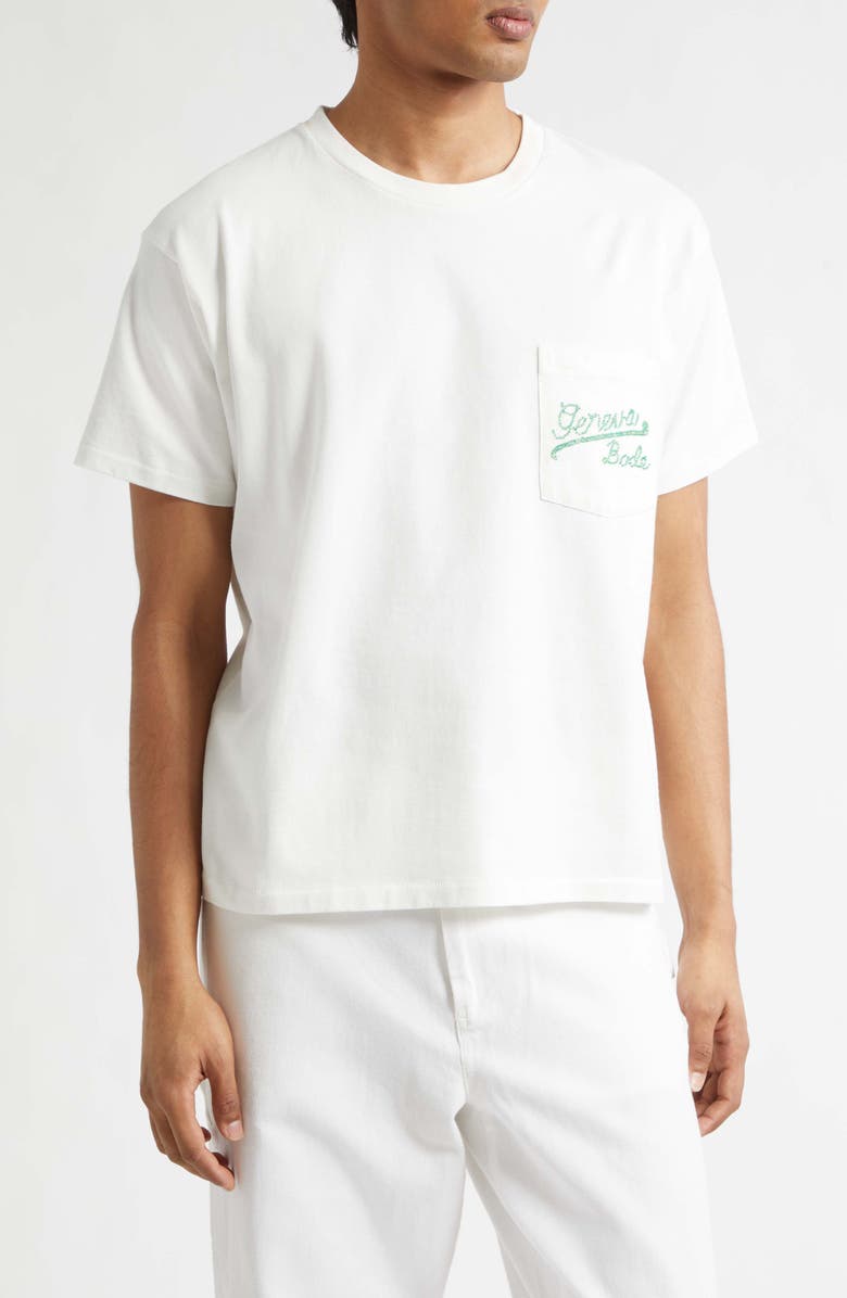 Bode Beaded Geneva Pocket T-Shirt, Main, color, Cream