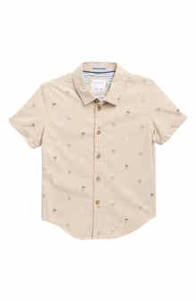 DENIM AND FLOWER Kids' Palm Print Short Sleeve Button-Up Shirt