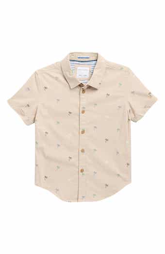 DENIM AND FLOWER Kids' Palm Print Short Sleeve Button-Up Shirt