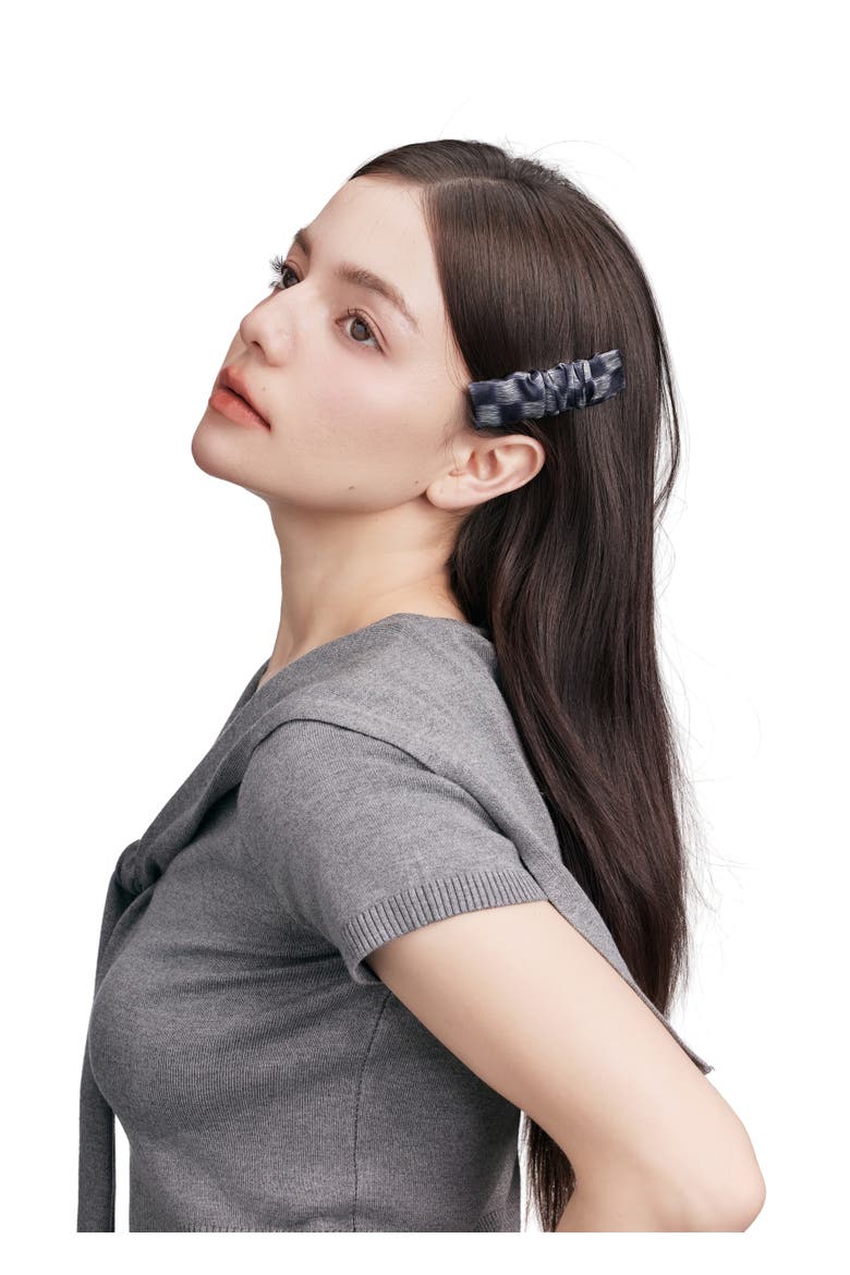 Lunelle Silk Hair Barrette Clip, Alternate, color, Steel Blue