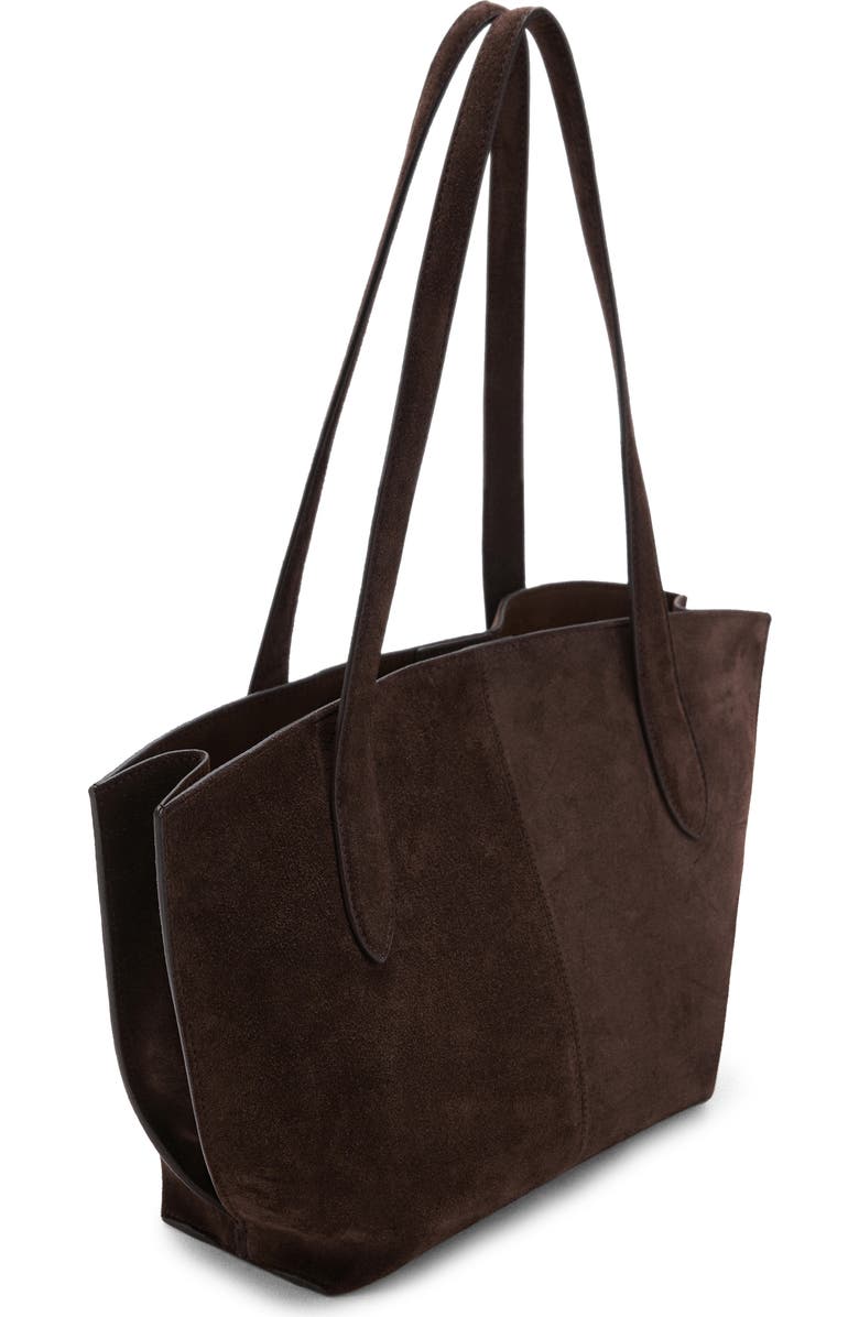 MANGO Mini Suede Shopper Bag, Alternate, color, Chocolate