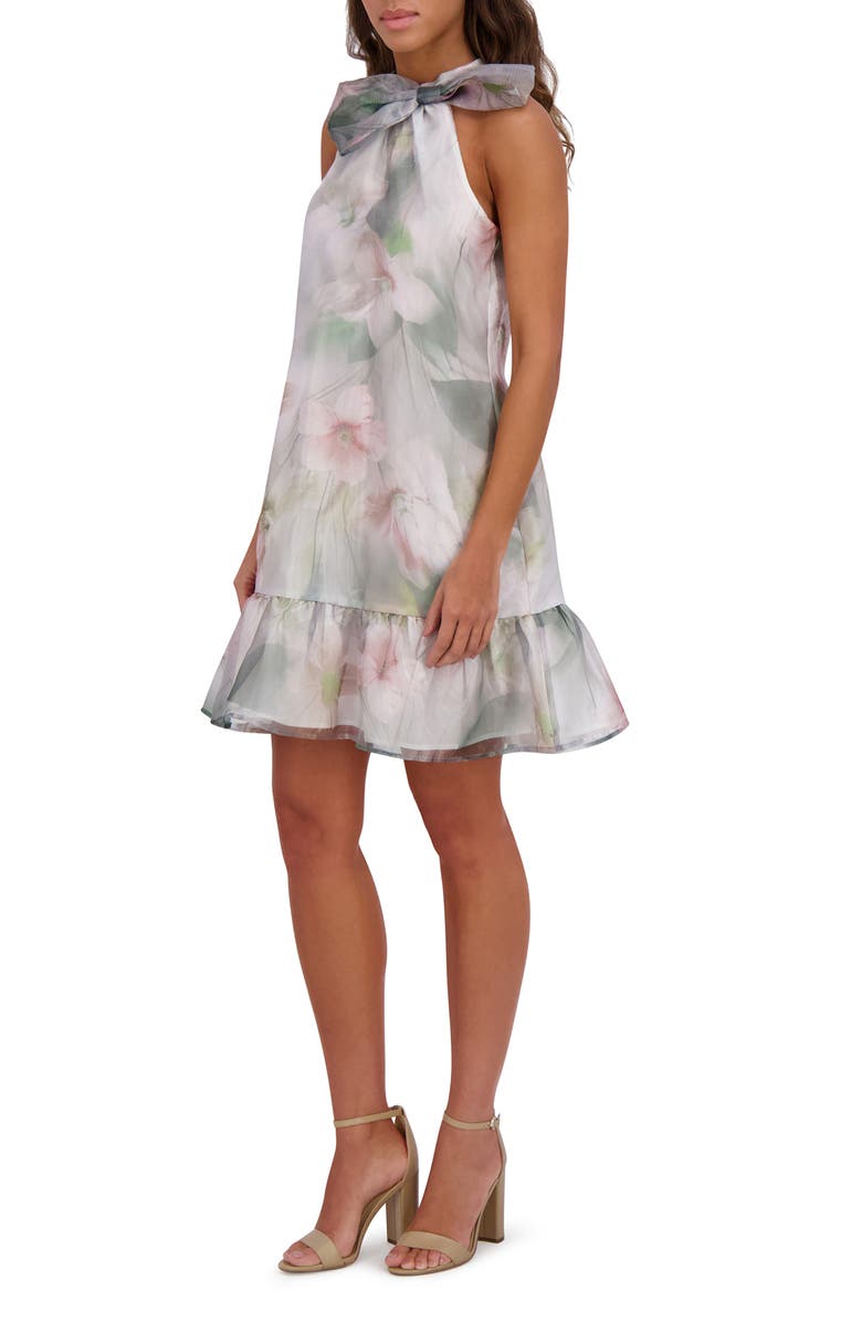 Kensie Flounce Hem Minidress, Alternate, color, Grey Multi