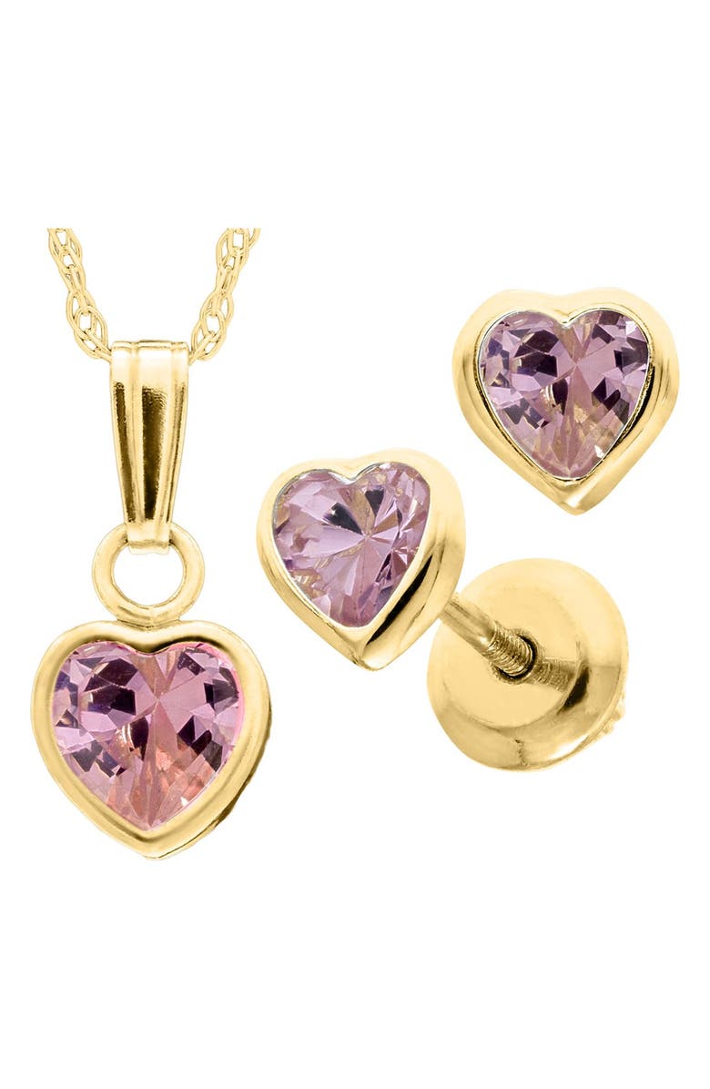 Mignonette 14k Gold Birthstone Necklace & Stud Earrings, Alternate, color, October