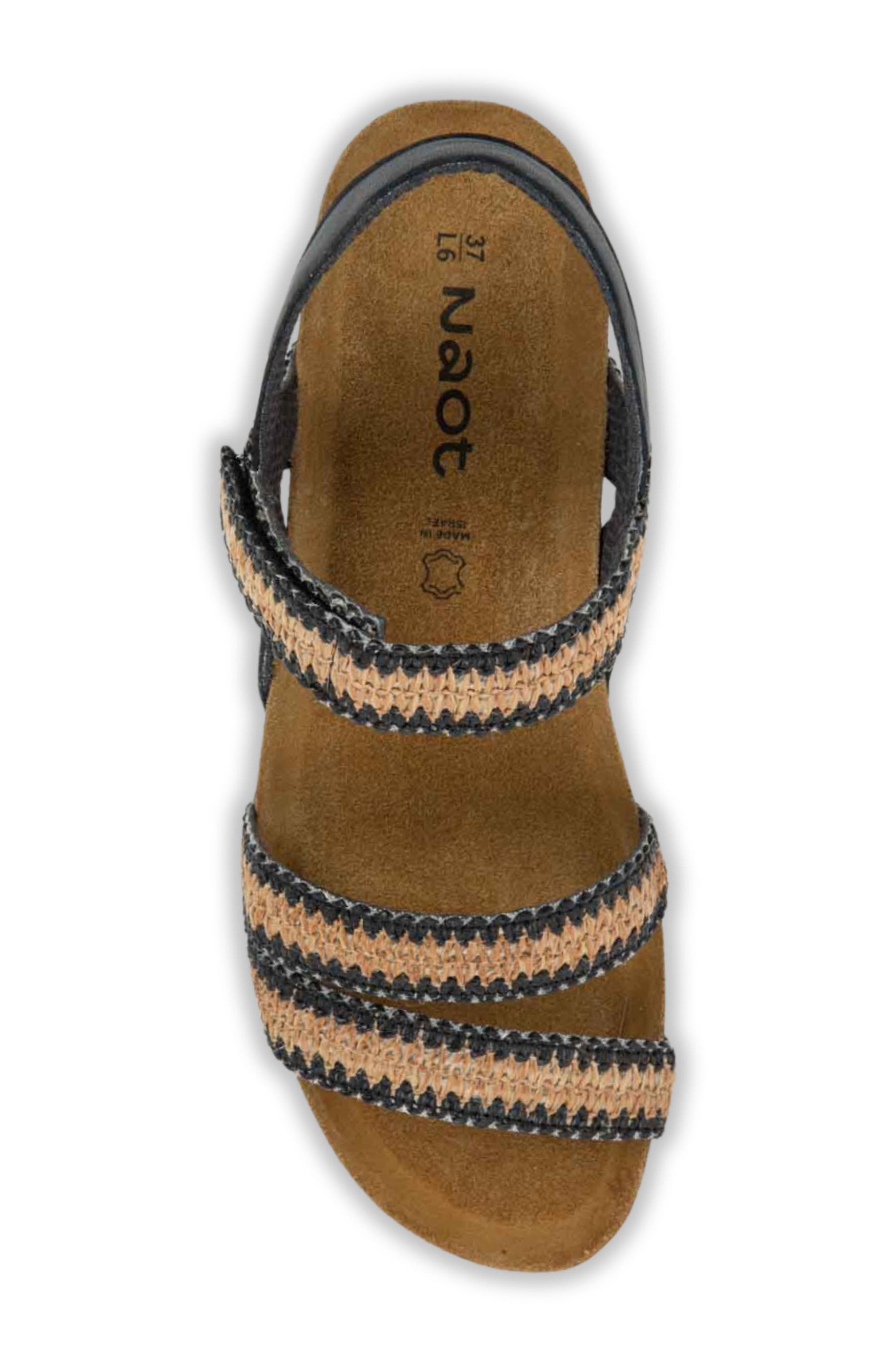 Naot 'Kayla' Sandal, Alternate, color, Jet Black Leather/ Raffia