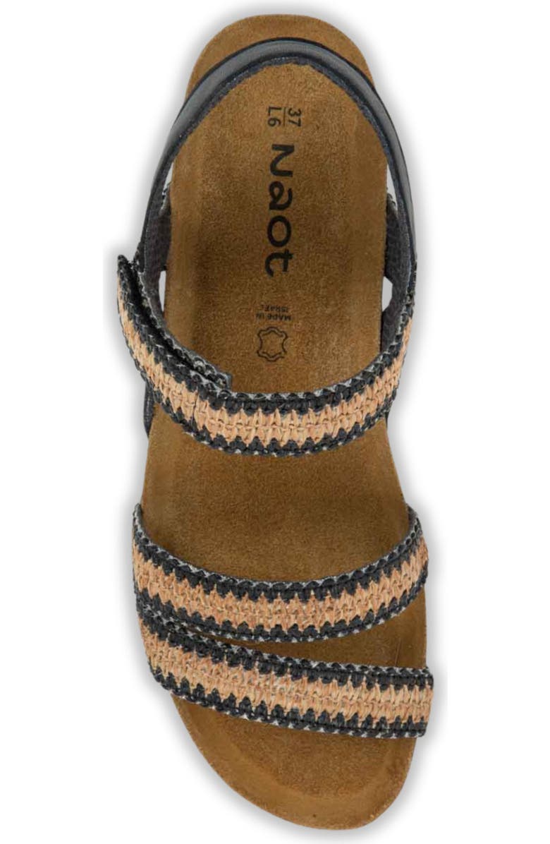 Naot 'Kayla' Sandal, Alternate, color, Jet Black Leather/ Raffia