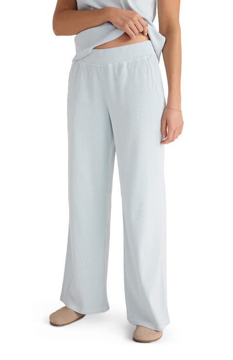 Organic Cotton Rib Knit Wide Leg Pants