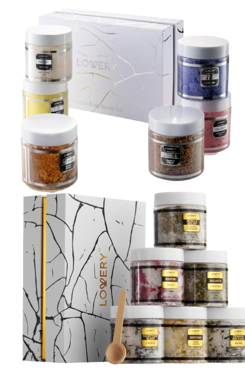 Lovery Epsom Bath Salts and Body Scrubs Gift Set, Main, color, NO COLOR