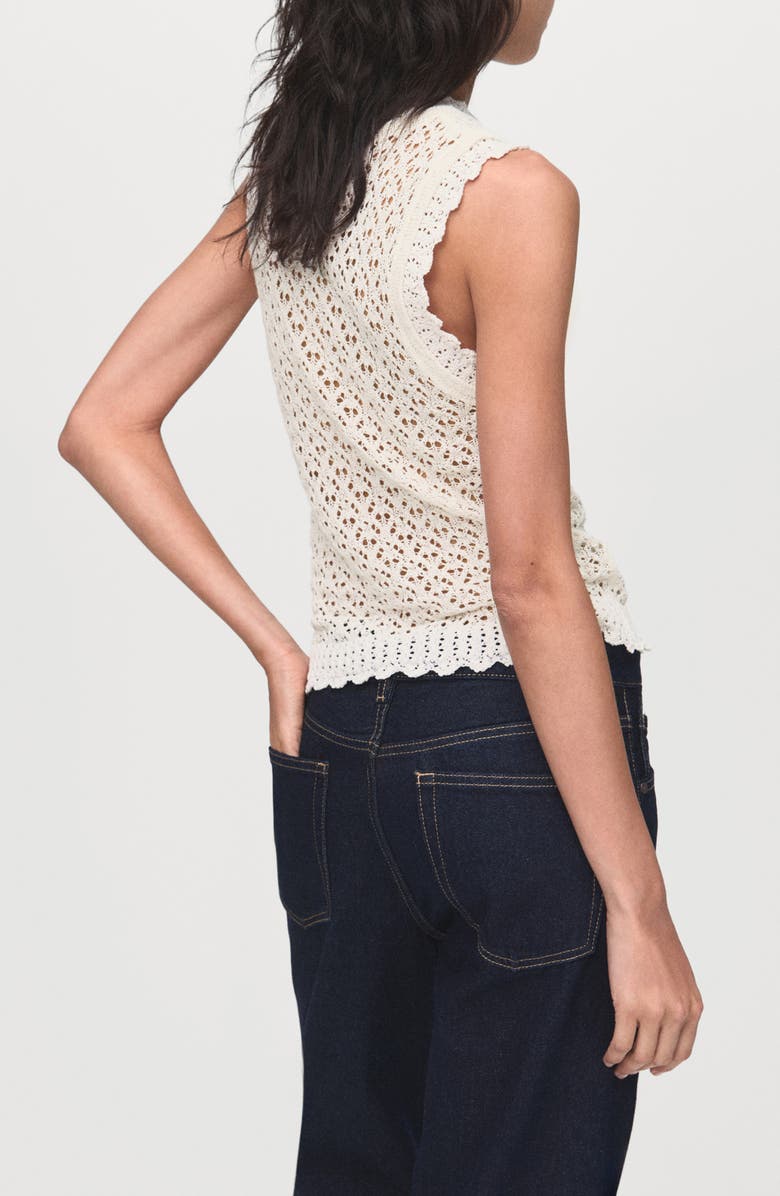 MANGO Open Stitch Sweater Tank, Alternate, color, Ecru