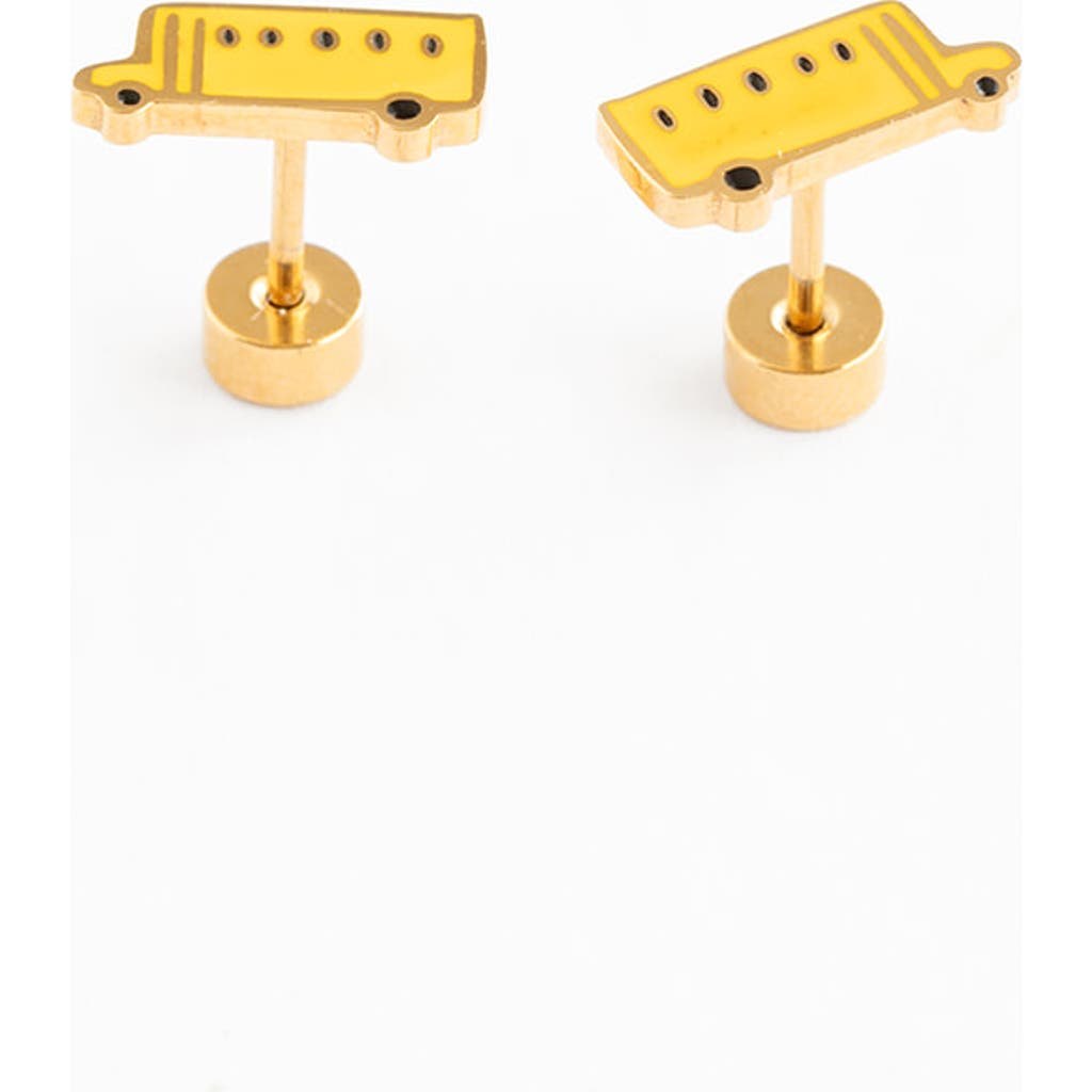 Pip Pop School Bus Stud Earrings In Gold