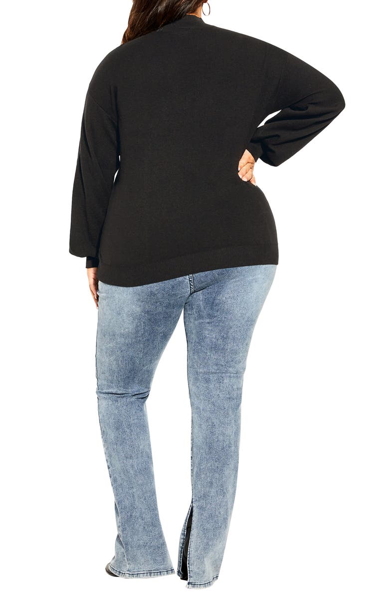 City Chic Keyhole Mock Neck Sweater, Alternate, color, Black