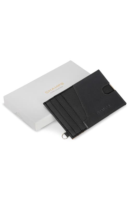 Shop Champs Iconic Leather Card Case In Black/black