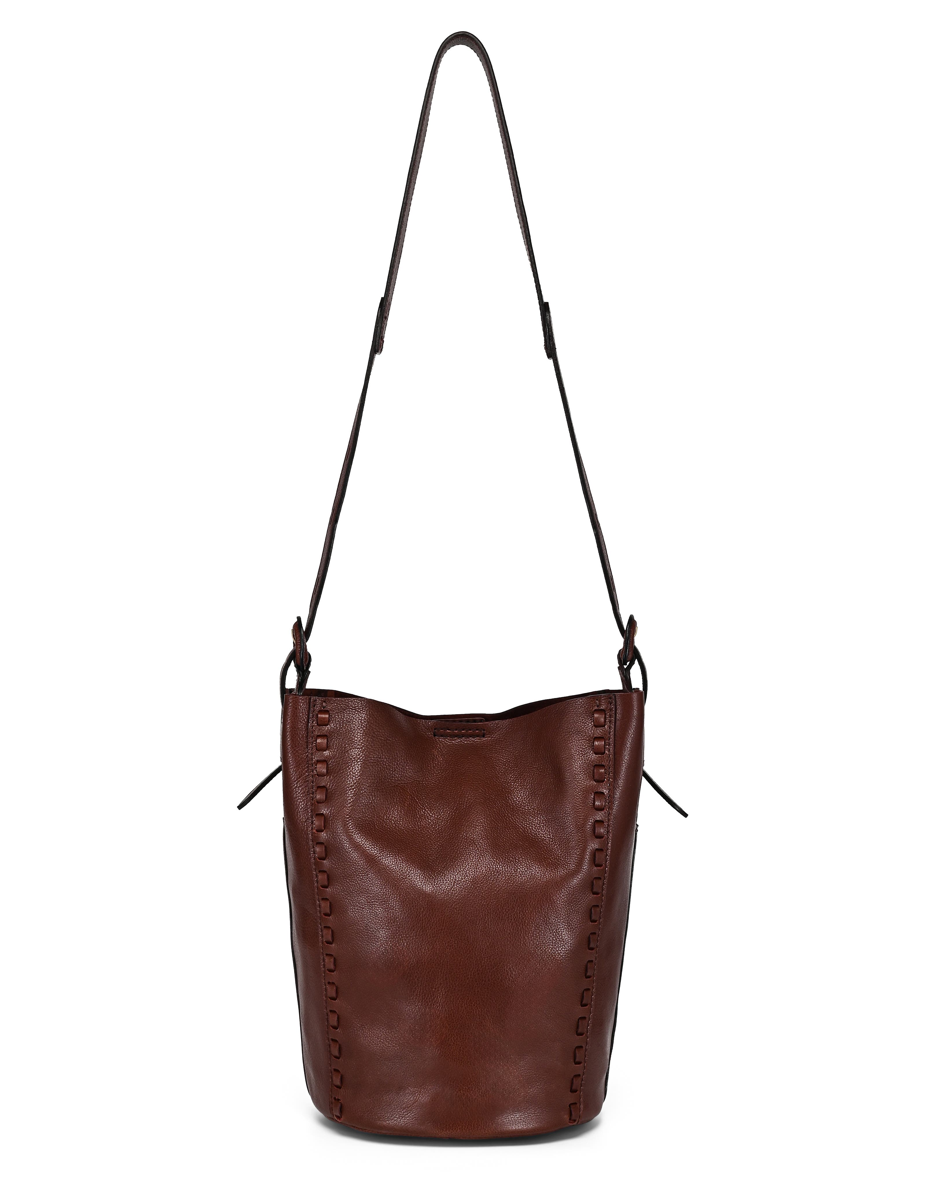 Juniper Genuine Leather Woven Barrel Crossbody Bag, Alternate, color, Brown