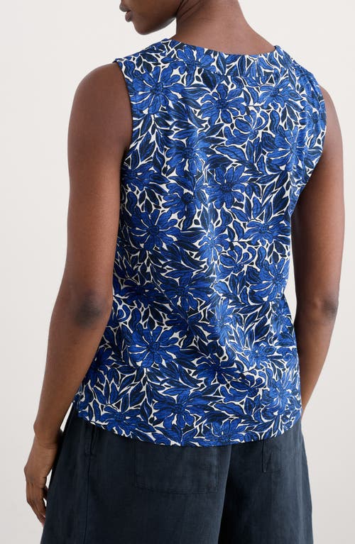 Seasalt Cornwall Achilla Floral Tank In Stream Flower Bright Marine