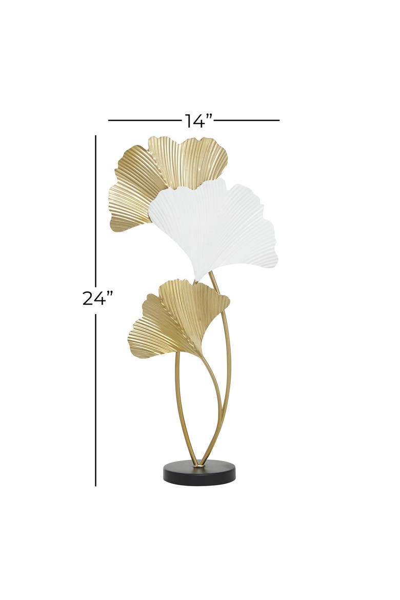 White Meatal Leaf Sculpture, Alternate, color, WHITE