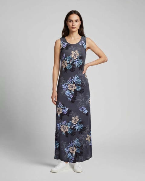 Exotic Floral Womens Sleeveless Midi Dress