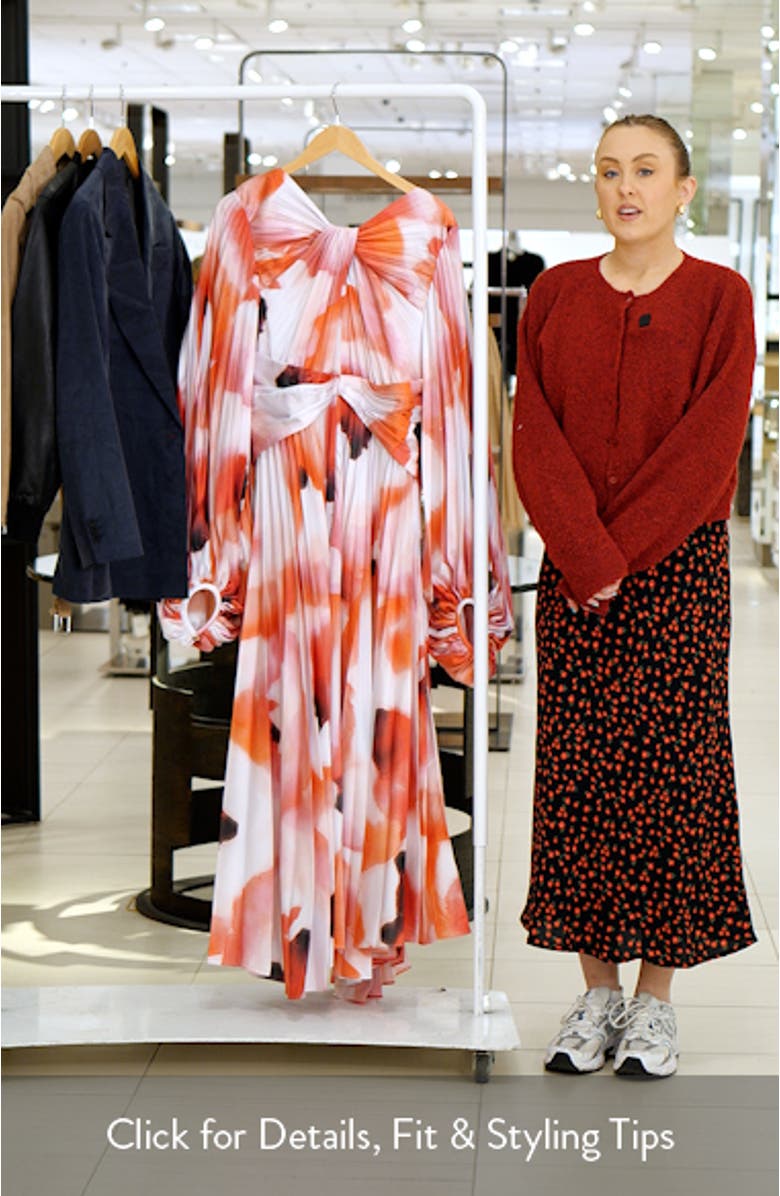 Dailley Pleated Long Sleeve Maxi Cocktail Dress, sales video thumbnail