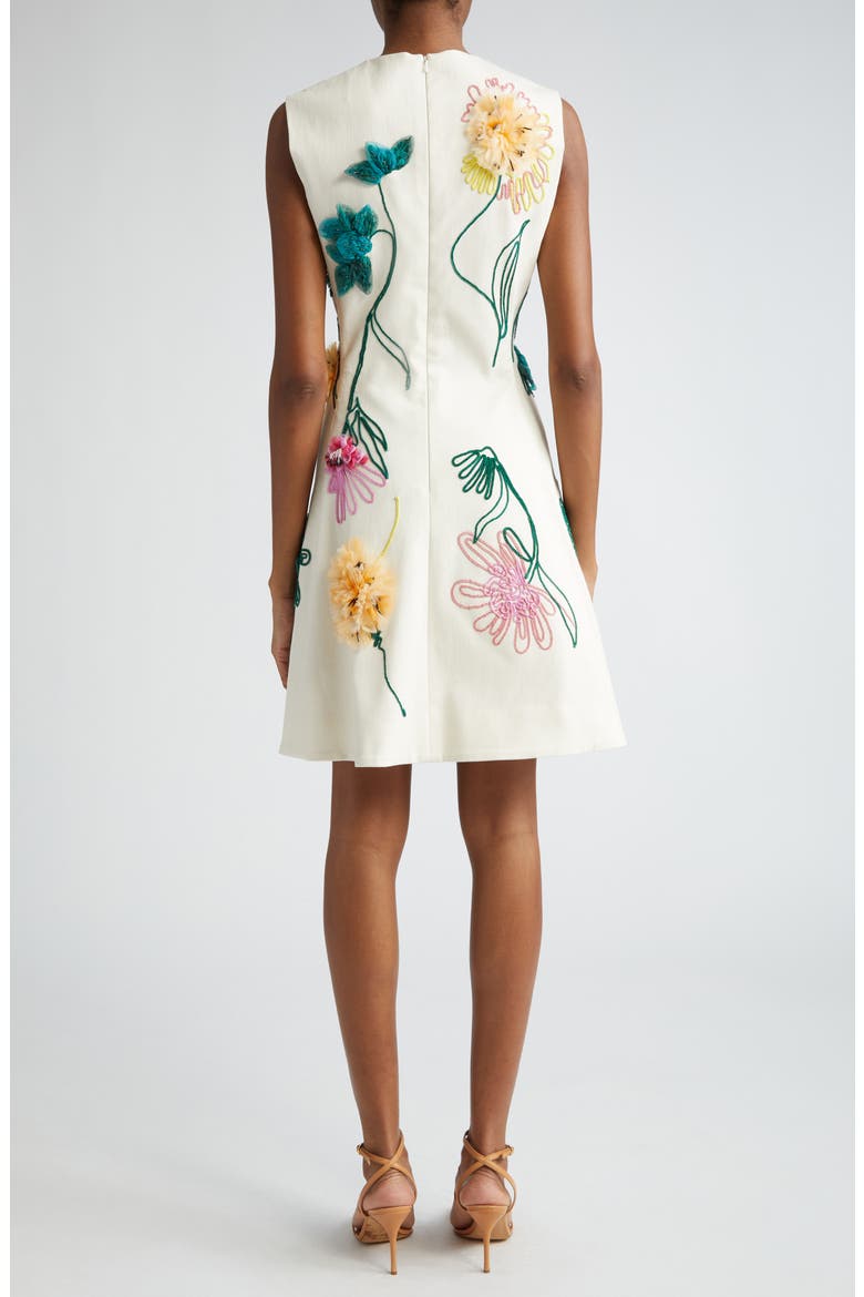 Floral Embellished Sleeveless Fit & Flare Dress, Alternate, color, IVORY MULTI
