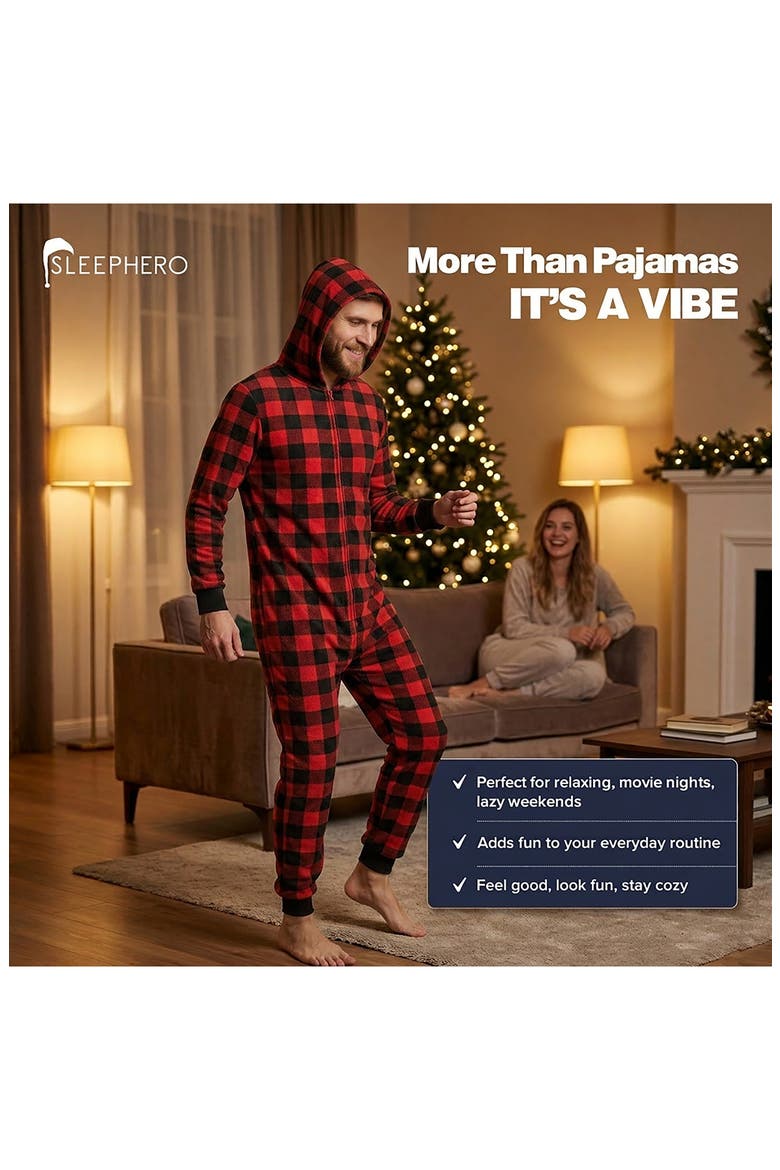 Novelty Plaid Fleece Bodysuit, Alternate, color, RED PLAID BUFFALO CHECK