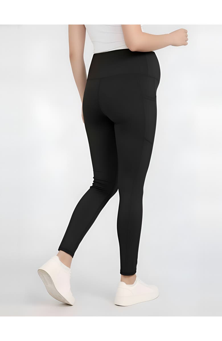 MOTHERHOOD MATERNITY Over the Belly Side Pocket Active Maternity Leggings, Alternate, color, Black