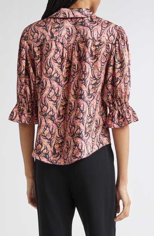 Cinq À Sept Fiona Charming Paisley Button-up Shirt In Brown