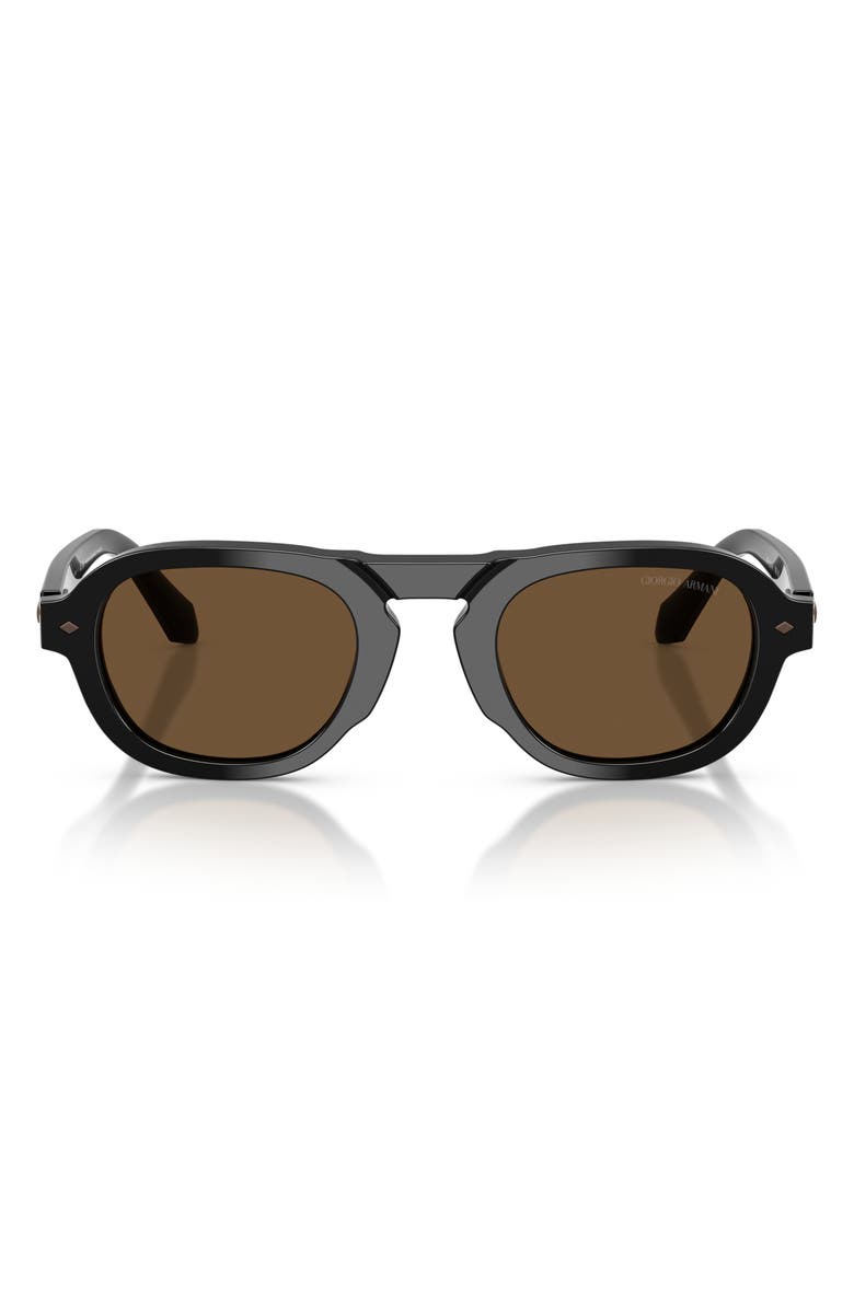 AX Armani Exchange 49mm Keyhole Pillow Sunglasses, Main, color, Black / Dark Brown