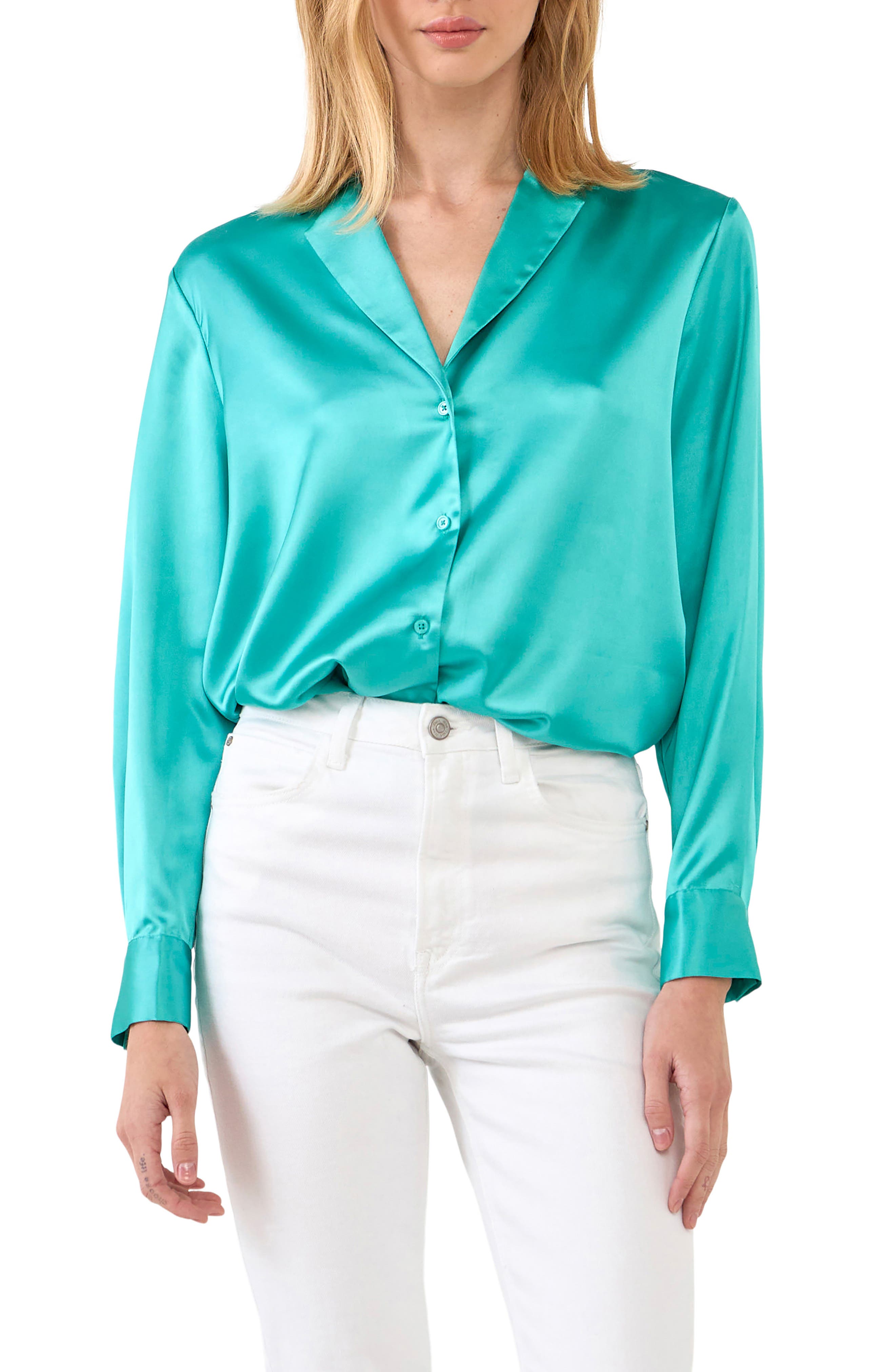 Satin Button-Up Blouse