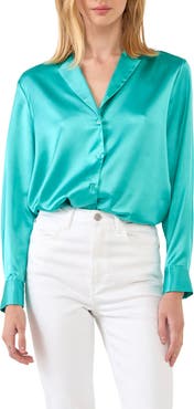 Endless Rose Satin Button-Up Blouse