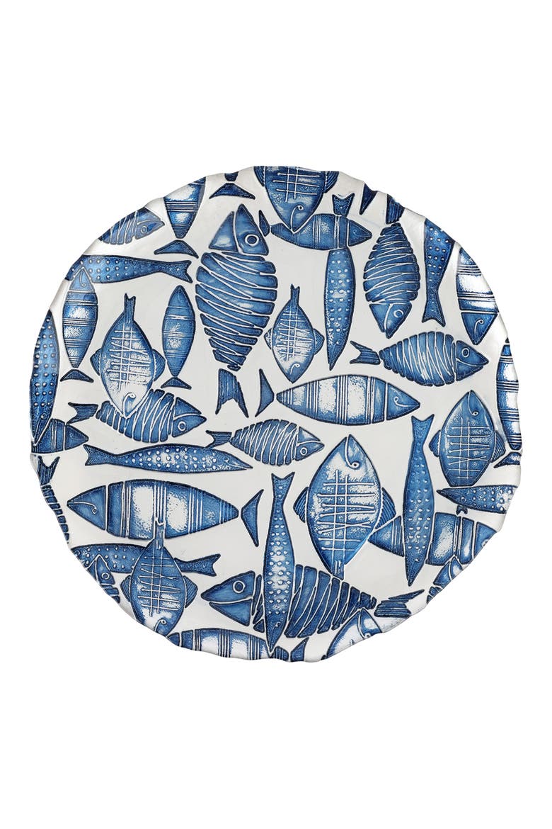 Isola Round Glass Platter, Main, color, BLUE