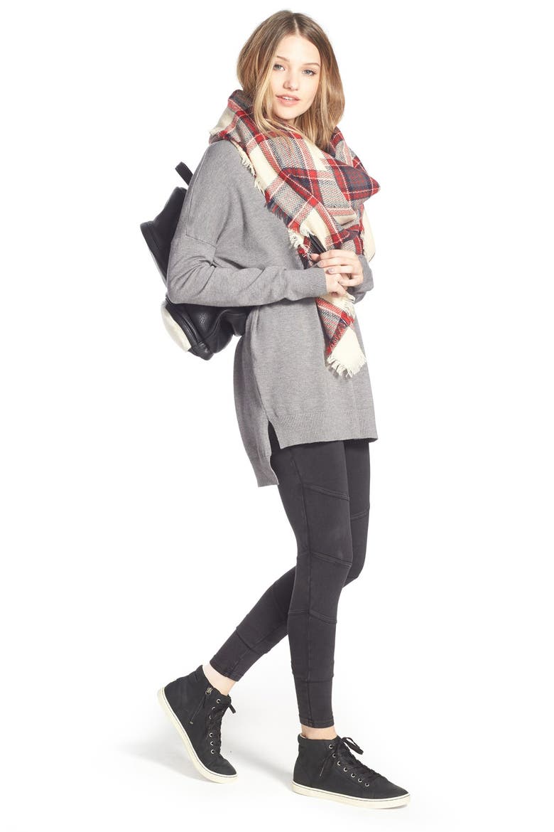 Plaid Square Scarf, Alternate, color, BLUE MULTI
