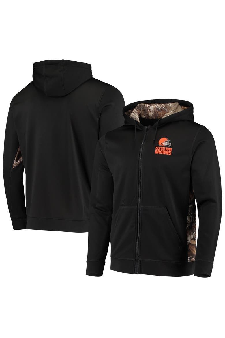 Men's Dunbrooke Black/Realtree Camo Cleveland Browns Decoy Tech Fleece Full-Zip Hoodie, Main, color, Black