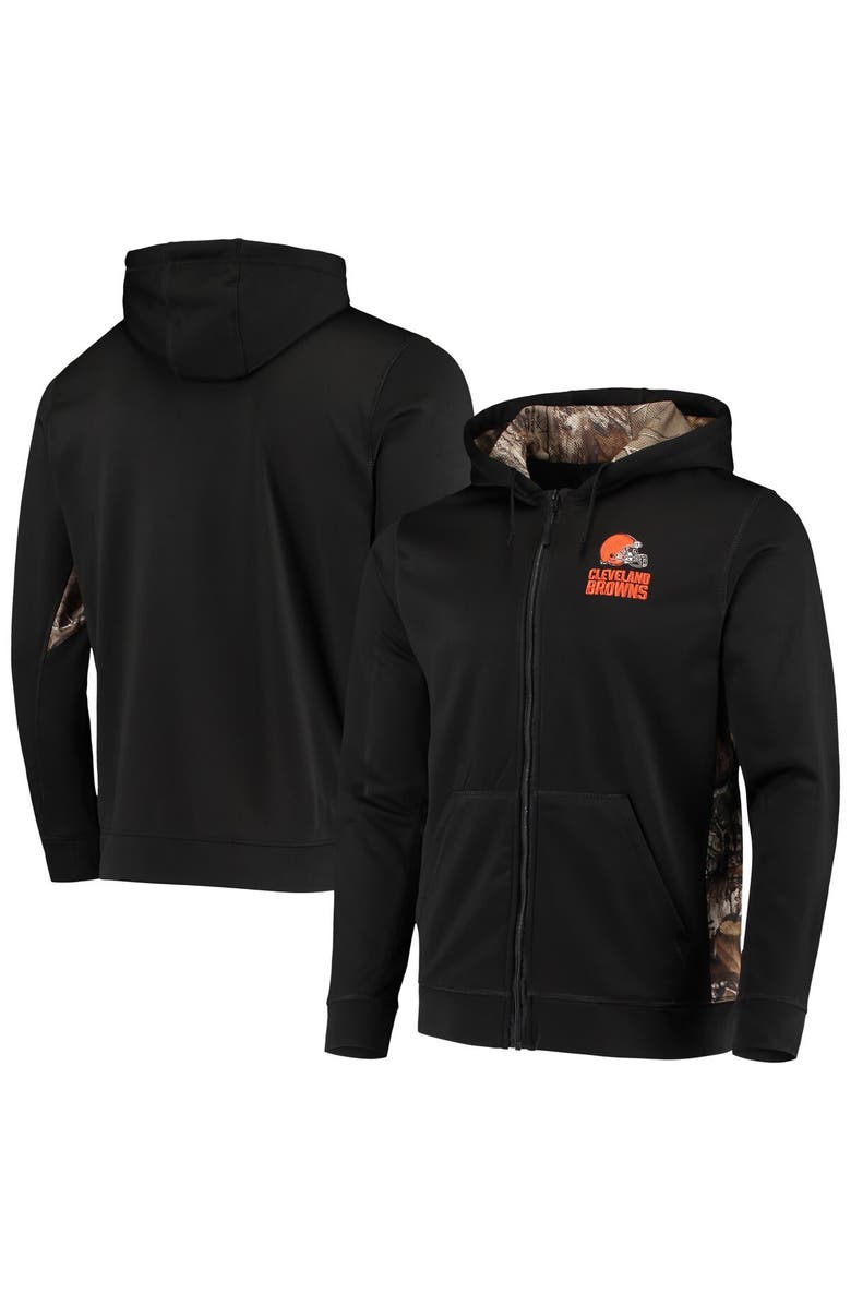 DUNBROOKE Men's Dunbrooke Black/Realtree Camo Cleveland Browns Decoy Tech Fleece Full-Zip Hoodie, Main, color, Black