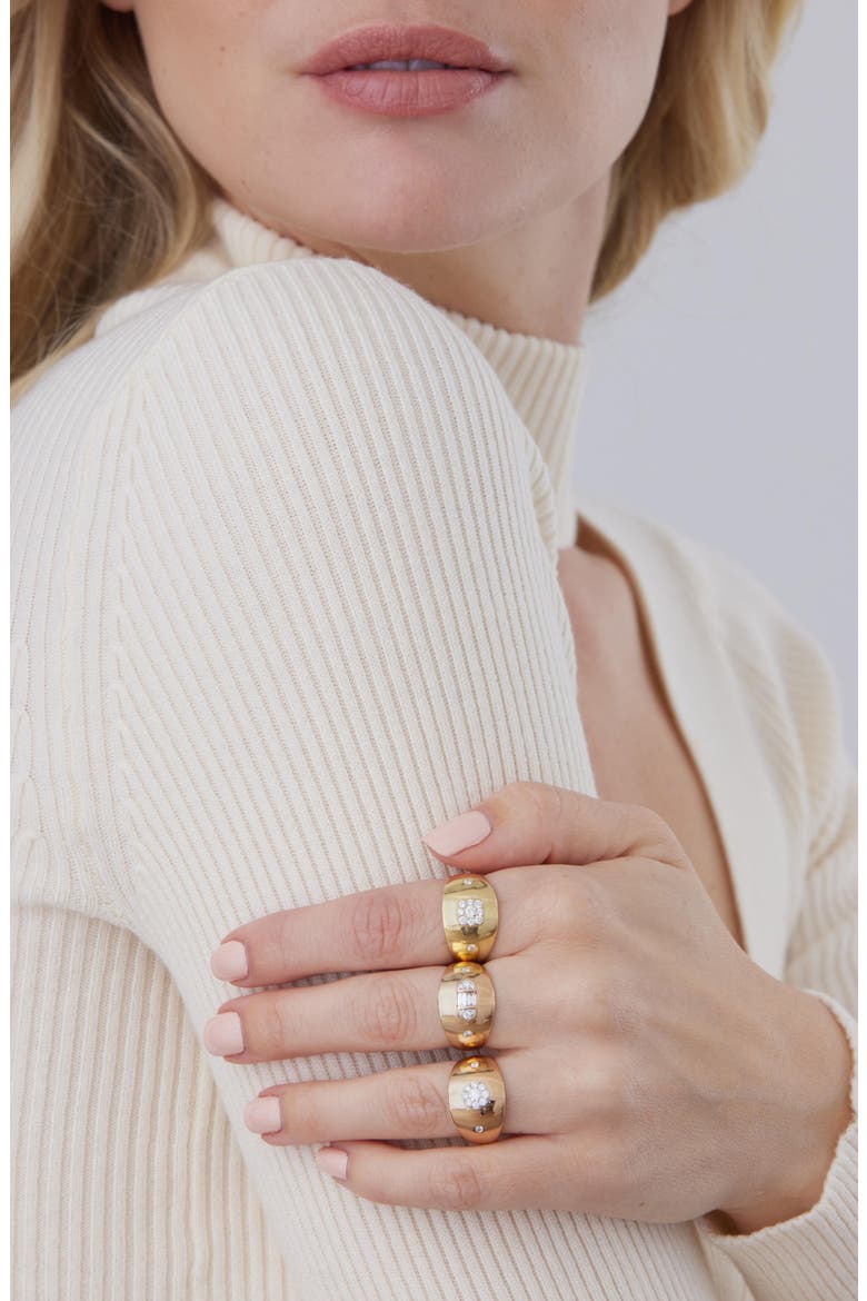 Aurora Illusion Round Diamond Signet Ring, Alternate, color, ROSE GOLD