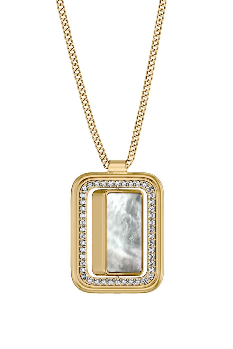 Raquel Mother of Pearl Spinning Pendant Necklace, Alternate, color, GOLD