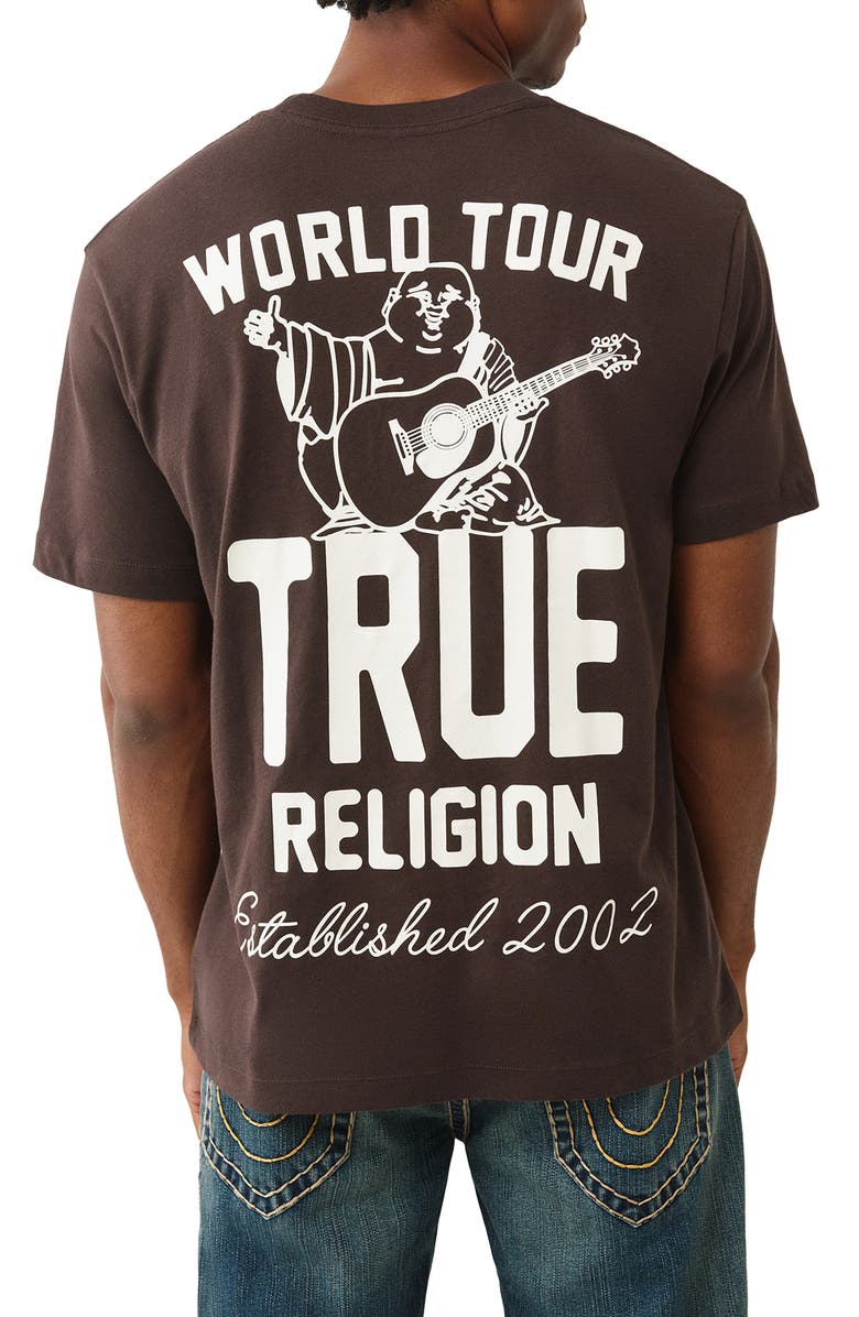 True Religion Patch Buddha Graphic T-Shirt, Alternate, color, Dark Brown