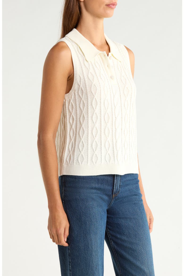Cable Collar Sweater Vest, Alternate, color, NEW IVORY