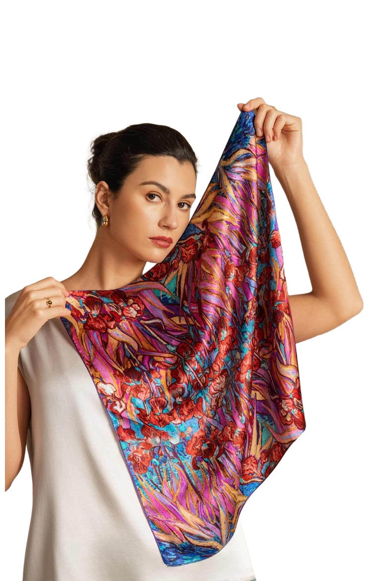 Pure Silk Abstract Square Scarf, Alternate, color, Multi