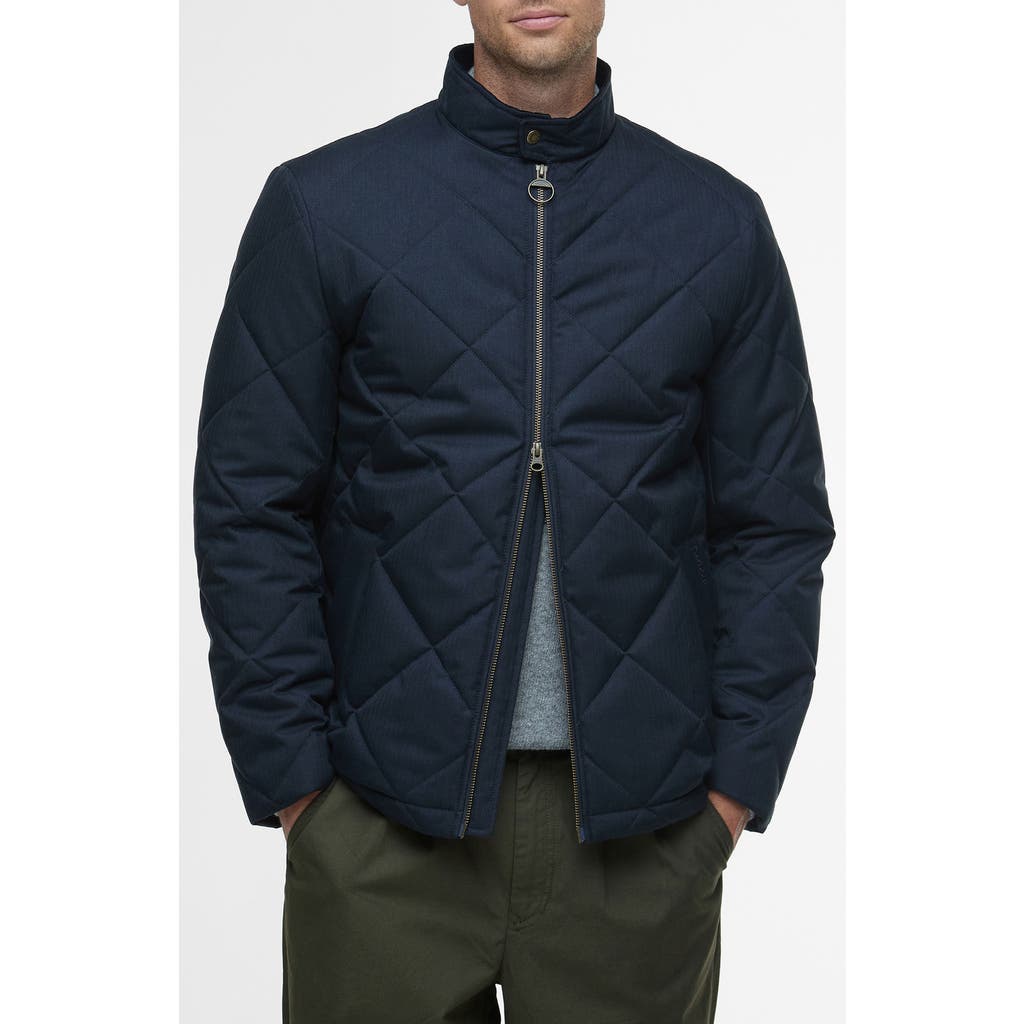 Barbour Harrington Box Quilted Jacket In Blue