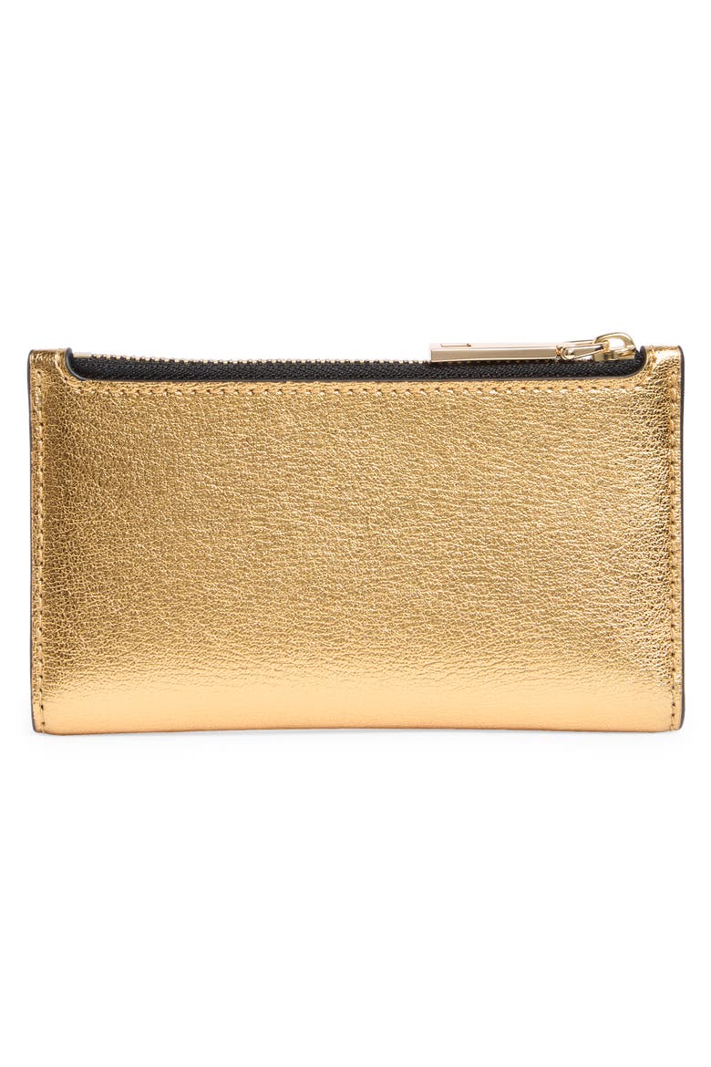 Medium Flat Leather Wallet, Alternate, color, GOLD
