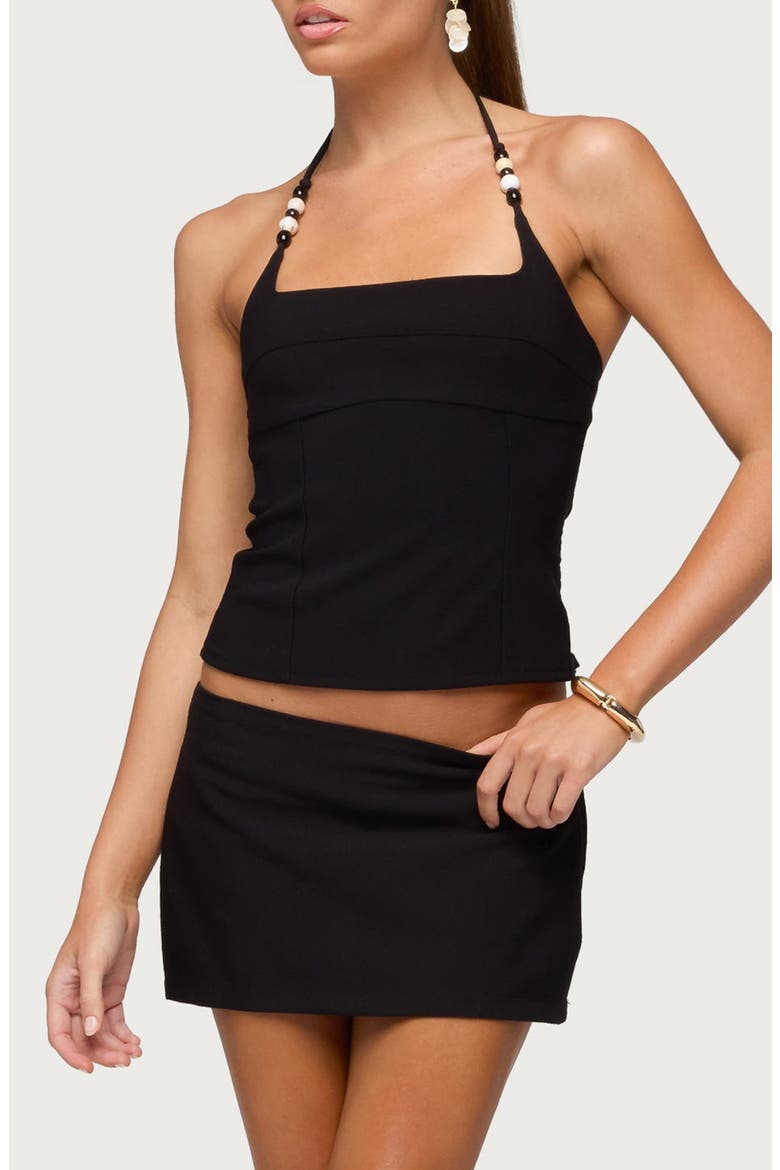 Yua Beaded Strap Halter Top, Main, color, BLACK